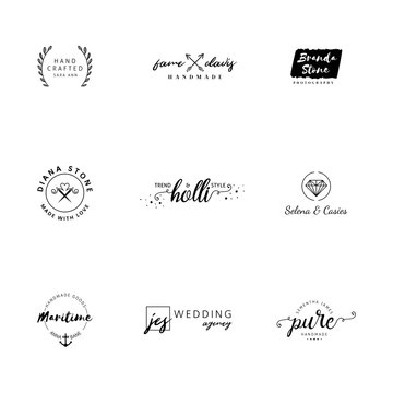 Set of feminine logos with beautiful details