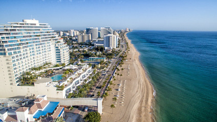 Fort Lauderdale coastline , aerial view of Florida - obrazy, fototapety, plakaty