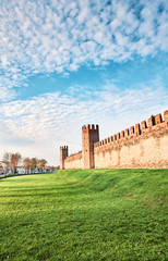 Fortification wall old town road street Montagnana Padova Italy