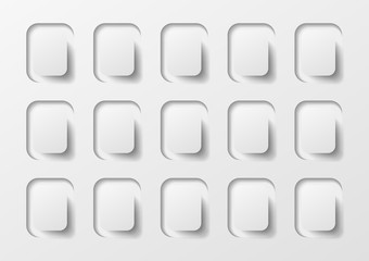 White Paper rectangular abstract background banner with drop shadows, ordered. Vector illustration.