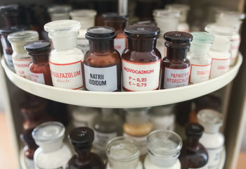 The old chemical laboratory. Reagents
