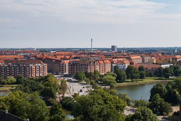 Fototapeta na wymiar Aerial view of Copenhagen, Denmark. Christianshavn distrinct