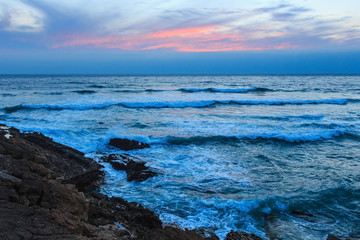 Fototapeta na wymiar Sunset Atlantic coast (Guincho, Portugal).