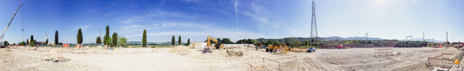 Panoramic view of building site under construction