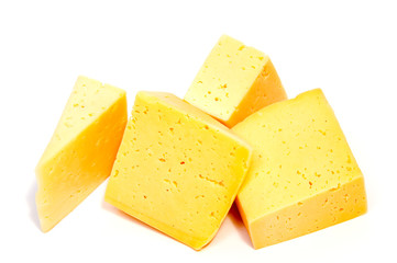 Cheese block isolated on white background cutout