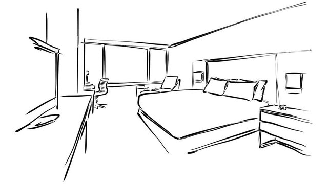 Hotel Room Interieur Animation Sequence