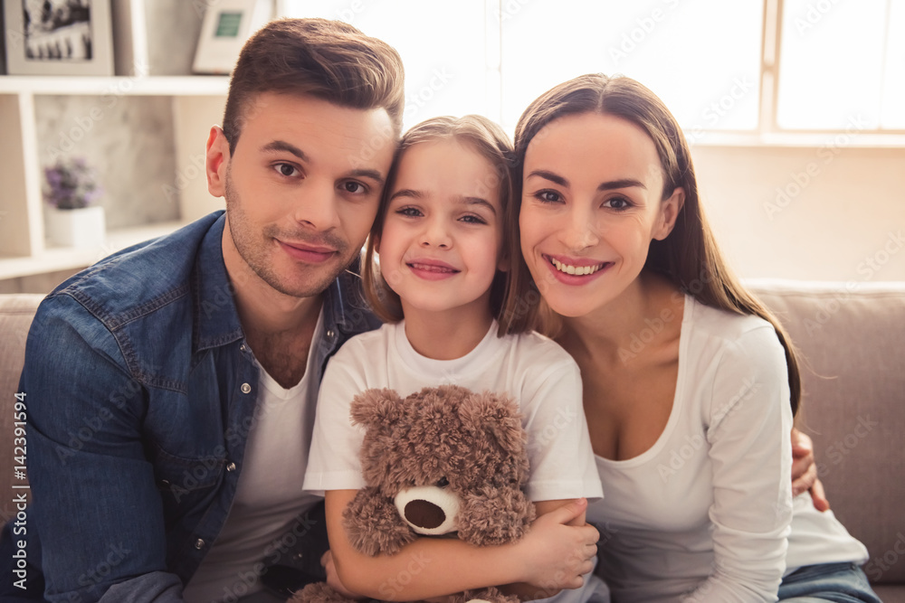 Poster happy young family