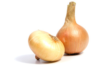 Fototapeta premium Young fresh onion isolated on a white background.