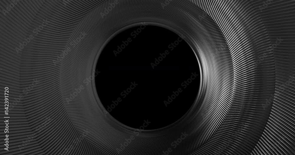 Poster abstract 4k circular background loop of steel and light for motion graphic. animation rotation of ra