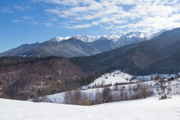 Fototapeta na wymiar winter mountain landscape in beautiful wild county of Brasov