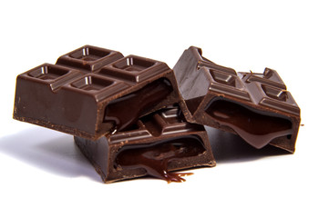 Chocolate candies isolated on white background.