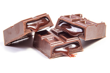 Chocolate candies isolated on white background.