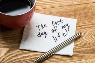 Romantic message written on napkin