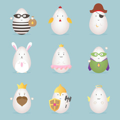 Egg character emotion icon kawaii easter set - 142395115