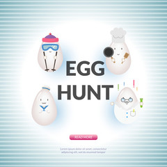 Easter poster concept with kawaii egg character