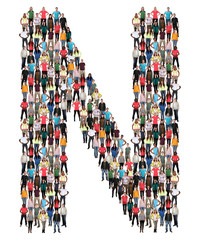 Buchstabe N Alphabet Leute Menschen People Gruppe Menschengruppe © Markus Mainka