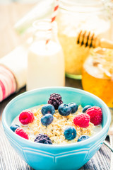 Oat porridge wirh summer berry fruit.