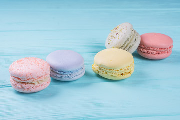 Sweet colorful macaroons, selective focus