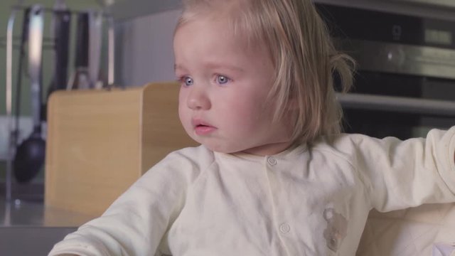 Portrait of little girl crying and sobbing