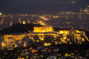 Naklejka premium Acropolis by night, Athens, Greece