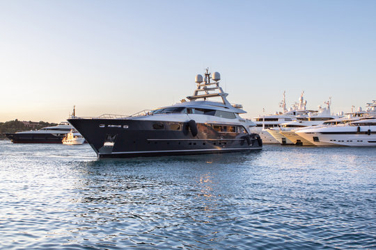 Huge luxury yacht in the port