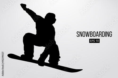 Download "Silhouette of a snowboarder jumping isolated. Vector ...