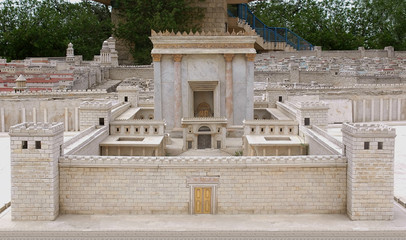 A close-up of Herod's Temple from Holyland Model of Jerusalem at the Israel Museum