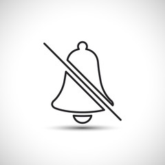Alarm bell mute flat line vector icon illustration