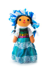 traditional handmade mexican doll isolated on white