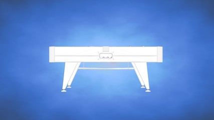outlined 3d rendering of abilliard table inside a blue studio