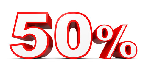 Fifty percent off. Discount 50 %.