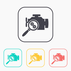 Car engine diagnostic repair flat icon. Vector illustration.