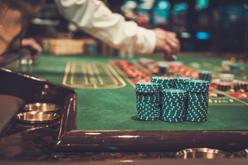 Gambling table in luxury casino
