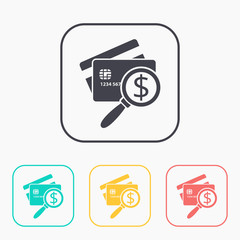 Credit Card Scanning flat icon. Money inspection vector illustration