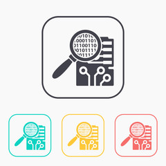 Circuit board inspection flat icon. Digital service vector illustration