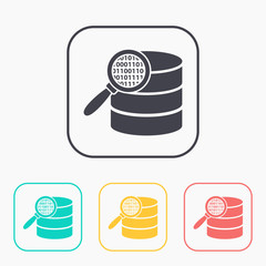 Search database flat icon. magnifier and data vector illustration