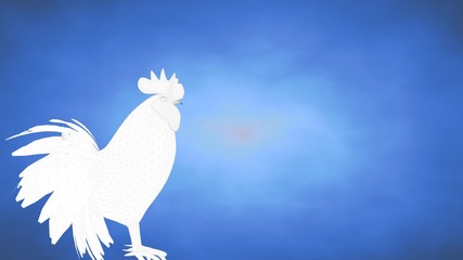 outlined 3d rendering of a hen inside a blue studio