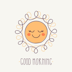 Good Morning Sunshine. Cute Smiling Sun.