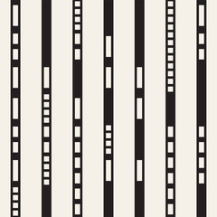 Black and White Irregular Dashed Lines Pattern. Abstract Vector Seamless Background