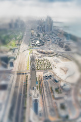 Sheikh Zayed road aerial view in Dubai, UAE