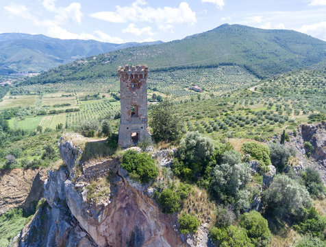 Caprona Tower in Pisa, Tuscany aerial view