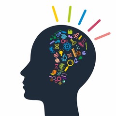 Concept of scientific thinking and icons