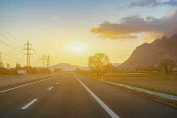 Obraz premium asphalt road in Tuscany Italy,slective focus,vintage color..