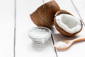 Fototapeta na wymiar organic cosmetics with coconut on white background mockup