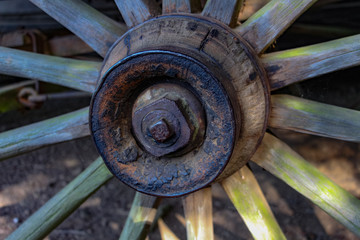 Wooden Wagon Wheel Closeup