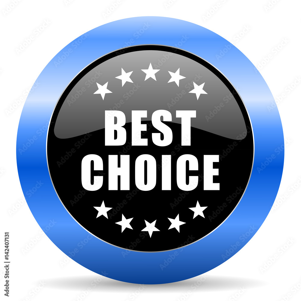 Aufkleber best choice black and blue web design round internet icon with shadow on white background.