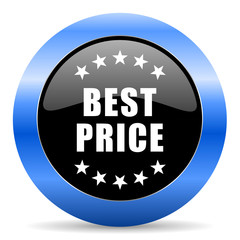 Best price black and blue web design round internet icon with shadow on white background.