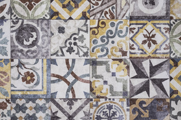 Colorful Moroccan tiles, ornaments, mosaic floor texture