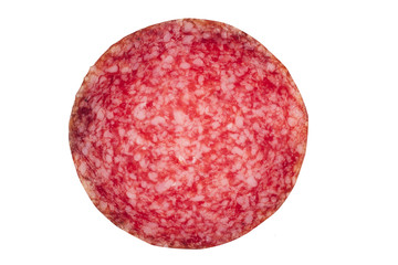 salami sausages slice isolated on white