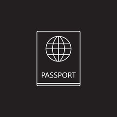 passport line icon, outline pass vector logo, linear official document pictogram isolated on balck, pixel perfect illustration